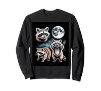 Raccoon Trio Under Full Moon Night Sky Forest Magic Sweatshirt