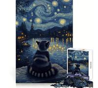 Raccoon Under Starry Night Jigsaw Puzzles for Adults1000 Pieces Memory Boost Together Fun Image Assembly Art Collectible (50x75cm)