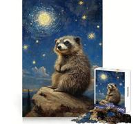 Raccoon Under Starry Sky 1000 Piece Jigsaw Puzzles for Teenagers Jigsaw Enhance Memory Cozy Relax Firm Cut Festive Gift (50x75cm)