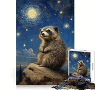 Raccoon Under Starry Sky Jigsaw 1000 Pieces for Teenagers Strengthen Memory Calm Relax Smooth Edge Amazing Present (38x52cm)