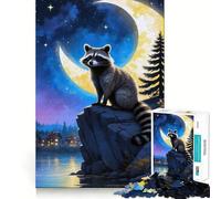 Raccoon Under The Moonlit Sky 1000-piece Puzzle for Teenagers Mind Exercise Toy Mind Calm Design Assembly Cherished Gift (38x52cm)