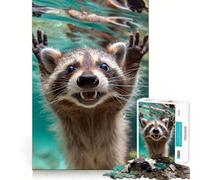 Raccoon Underwater Hard Jigsaw Puzzle for Adults 1000 Pieces Improve Memory Relaxed Mind Sharp Edge Stylish Gift (38x52cm)