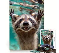 Raccoon Underwater Hard Jigsaw Puzzle for Adults 1000 Pieces Mind Challenge Toy Gentle Leisure Precise Cut Memorable Gift (50x75cm)