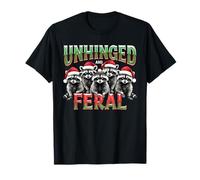 Raccoon Unhinged And Feral Santa Christmas Raccoon Feral T-Shirt