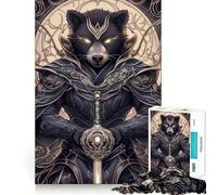Raccoon Warrior Animal Jigsaw Puzzles for Adults1000 Piece Mind Skill Group Joy Quality Edge Art Collection Piece (50x75cm)