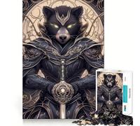 Raccoon Warrior Animal Jigsaw Puzzles for Adults1000 Piece Mind Skill Group Joy Quality Edge Art Collection Piece (38x52cm)