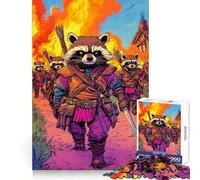 Raccoon Warriors Burning Village Jigsaw Puzzles for Adults1000 Piece Brain Teaser Home Leisure Image Assembly Birthday Gift (38x26cm)