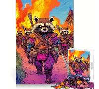Raccoon Warriors Burning Village Jigsaw Puzzles for Adults1000 Pieces Memory Gain Stress Relief Design Assembly Memorable Gift (38x52cm)