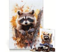 Raccoon Watercolor Painting 1000 Piece Jigsaw Puzzles for Teenagers Jigsaw Brain Workout Toy Group Play Art Assembly Classic Gift (50x75cm)