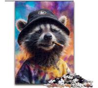 Raccoon Wearing A Hat 1000 Pieces Jigsaw Puzzles For Teens And Adults, for Age 14+ Home Art Decor Family Games Christmas Birthday Gifts 26x38cm