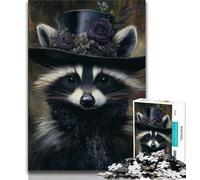 Raccoon Wearing A Hat Jigsaw Puzzles for Teenagers 1000 Piece,for Educational Game Challenge Toy Unique Home Decor And Gifts (38x26cm)