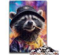 Raccoon Wearing A Hat Jigsaw Puzzles for Teenagers 1000 Pieces,Learning Educational Toy for Is Ideal As A Gift for The Whole Family (38x26cm)