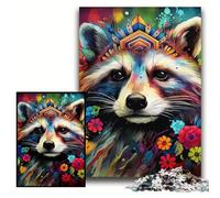 Raccoon Wearing Flowers Jigsaw Puzzles for Adults, 1000 Piece Impossible Jigsaw Puzzles for Adults Perfect, DIY Artwork Size 50x75cm