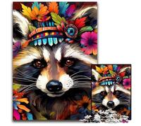 Raccoon Wearing Flowers JigsawPuzzle 1000 Pieces for Adults Puzzles for Adults DIY Home Decor Gift, Brain Teaser Game 50x75CM/19.68x29.52inch