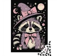 Raccoon Witch Halloween Shirt Jigsaw Puzzles Puzzles for Adults Kids. 1000 Piece Impossible Challenge Toy Educational Games Home Decoration for Educational Games Gifts 52x38cm/1000pcs