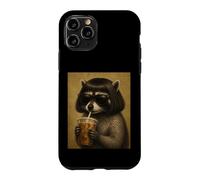Raccoon With Bob Haircut Drinking Iced Coffee Trash Panda Case for iPhone 11 Pro