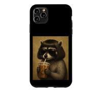 Raccoon With Bob Haircut Drinking Iced Coffee Trash Panda Case for iPhone 11 Pro Max