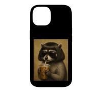 Raccoon With Bob Haircut Drinking Iced Coffee Trash Panda Case for iPhone 14