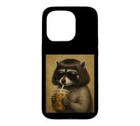 Raccoon With Bob Haircut Drinking Iced Coffee Trash Panda Case for iPhone 15 Pro