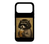 Raccoon With Bob Haircut Drinking Iced Coffee Trash Panda Case for iPhone 17 Pro Max