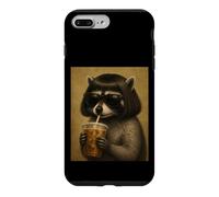 Raccoon With Bob Haircut Drinking Iced Coffee Trash Panda Case for iPhone 7 Plus/8 Plus
