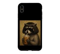 Raccoon With Bob Haircut Drinking Iced Coffee Trash Panda Case for iPhone XS Max