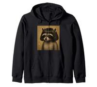 Raccoon With Bob Haircut Silly Gen Z Meme Trash Panda Youth Zip Hoodie