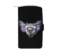Raccoon with Butterfly Wings PU Leather Wallet Cloth with 12 Card Holder Handbag Long Clutch for Men Women
