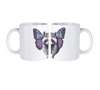 Raccoon with Butterfly Wings White Coffee Mug with Handle Cute Ceramic Cup Gift for Tea Coffee Home Work