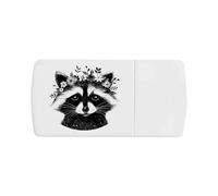 'Raccoon with Floral Crown' Pill Box with Tablet Splitter (PI00034028)