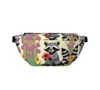 Raccoon with Flowers Large Fanny Pack,Gifts for Enjoy Sports Festival Workout Traveling Running Casual
