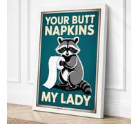 Raccoon with Napkins Retro Canvas Wall Art Print 30x20 Inch