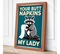 Raccoon with Napkins Retro Canvas Wall Art Print 30x20 Inch
