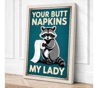 Raccoon with Napkins Retro Canvas Wall Art Print 36x24 Inch