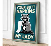 Raccoon with Napkins Retro Canvas Wall Art Print 36x24 Inch