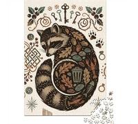Raccoon with Nature Elements 1000-Piece Jigsaw Puzzle for Adults, 70x50cm/1000pcs, Screen-Free Activity, Relaxing Indoor Time And Quiet Weekends