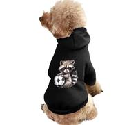 Raccoon with Soccer Novelty Dog Hoodie Funny Winter Dogs Sweatshirt Cat Puppy Hooded Clothes XS