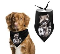 Raccoon with Soccer Printed Dog Bandanas Funny Pets Triangle Scarf Puppies Handkerchief for Small Medium Large Dogs Cats Pet