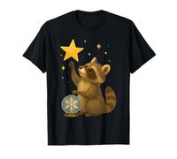 Raccoon with Star and Snowglobe Christmas Design T-Shirt
