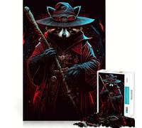 Raccoon Wizard Staff Jigsaw Puzzles for Adults1000 Pieces Memory Boost Together Fun Image Assembly Art Collectible (38x26cm)