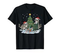 Raccoons Christmas Tree, Raccoons Trash bin Value Graphic T-Shirt, Men, Black, S