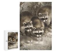 Raccoons Drinking Water Puzzle 1000 Teile Schwer Puzzle Spielzeug Lernspiel Impossible Herausforderungsspielzeug Für Erwachsene Kinder 1000 PCS