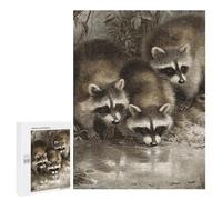 Raccoons Drinking Water Puzzle 1000 Teile Schwer Puzzle Spielzeug Lernspiel Impossible Herausforderungsspielzeug Für Erwachsene Kinder 500 PCS