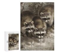 Raccoons Drinking Water Puzzle 1000 Teile Schwer Puzzle Spielzeug Lernspiel Impossible Herausforderungsspielzeug Für Erwachsene Kinder 300 PCS