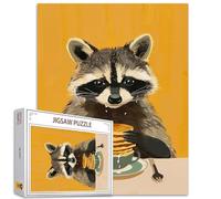 Raccoons Eating Muffins Jigsaw Puzzles for Adults 1000 Pieces, Minimalism Vintage Animals Artwork Jigsaw Puzzle 27x20 Inches Colorful Cute Raccoon Puzzles Family Puzzle Perfect for Game Nights