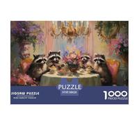 Raccoons_having_tea Jigsaw Puzzles for Adults Kids Animal Puzzles 1000 Pieces Brain Challenge for Adults Gifts 38x26cm/1000pcs