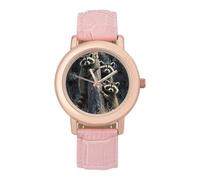 Raccoons Hugging A Tree Trunk Womens Leather Strap Elegant Lady Wrist Watches Casual Band Three-Hand Watch