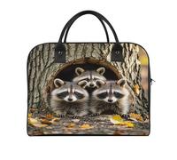 Raccoons in The Fall Tree Hole Laptop Tote Bag Casual Travel Handbag Multi Pocket Shoulder Bags for Work Travel