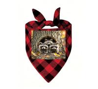 Raccoons in The Tree Hole Dog Bandanas for Small Medium Large Dogs Cats | Soft Polyester Pet Triangle Scarf Kerchief Novelty Pet Bib for Birthday, Photo Shoots, Wedding, Parties Pet Accessories