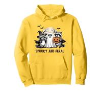 Raccoons Spooky and Feral Witch Ghost Pumpkin Halloween Pullover Hoodie